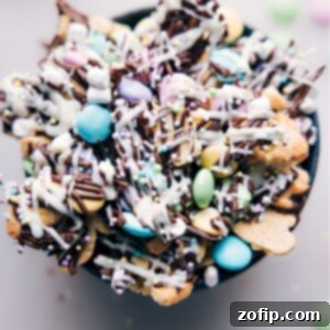 Hoppy Easter Snack Blend 7 A square image of the completed Easter Snack Mix, showing a close-up of the delicious clusters.