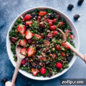 A delicious Kale and Quinoa Salad featuring colorful ingredients.