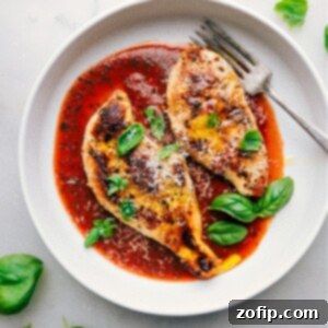 Delicious Tomato-Basil Chicken served in a pan.