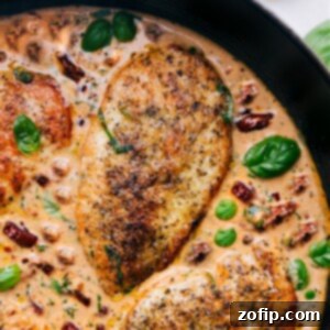 Irresistible Engagement Chicken 4 Marry Me Chicken Recipe served in a skillet with creamy sauce and fresh basil.