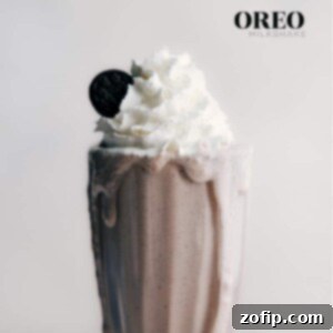 Oreo Overload Shake 2 A static image of the finished Oreo Milkshake, suggesting a delicious treat.
