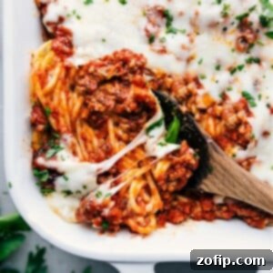 A finished portion of TikTok Spaghetti, showcasing the creamy pasta, rich marinara, and melted cheese layers.