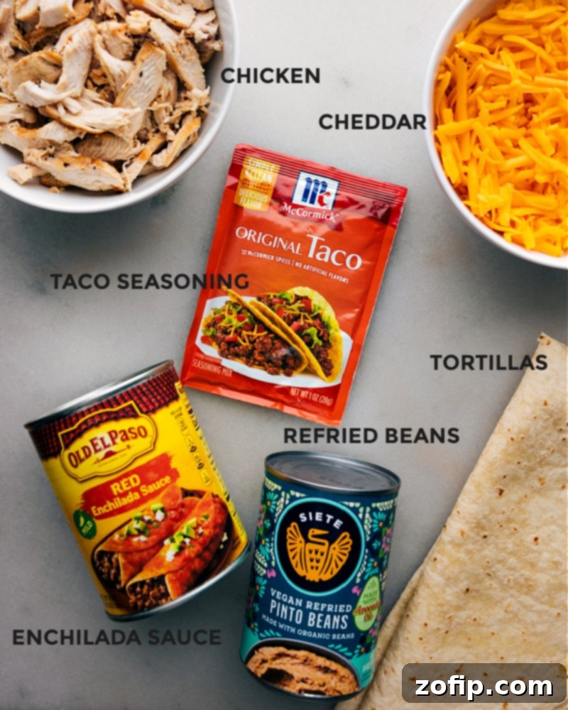 All the fresh ingredients laid out for making Crispy Chicken Wraps