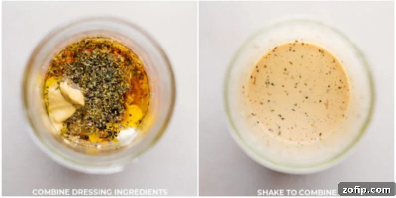 Close-up of the process of mixing the homemade tangy slaw dressing, highlighting the smooth texture of olive oil, mayonnaise, red wine vinegar, and various seasonings.