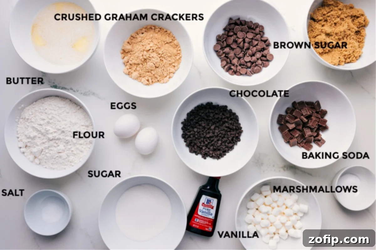 Ultimate Smores Cookies 4 Close-up of a single S'mores cookie showcasing its soft center, gooey marshmallow, and chocolate pools.