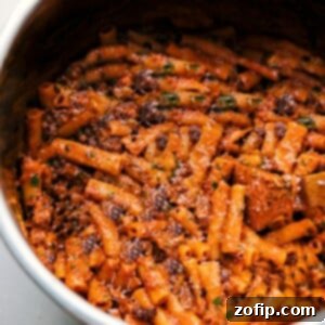 Instant Pot Baked Ziti in a bowl