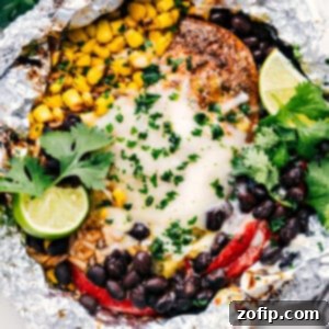 Creamy Salsa Verde Chicken Rice Foil Packs