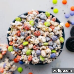 A finished bowl of Halloween Popcorn, ready to be served