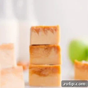 Finished Caramel Apple Fudge, sliced into squares.