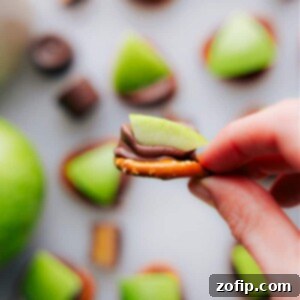 Caramel Apple Bites with pretzels, Rolo and apple