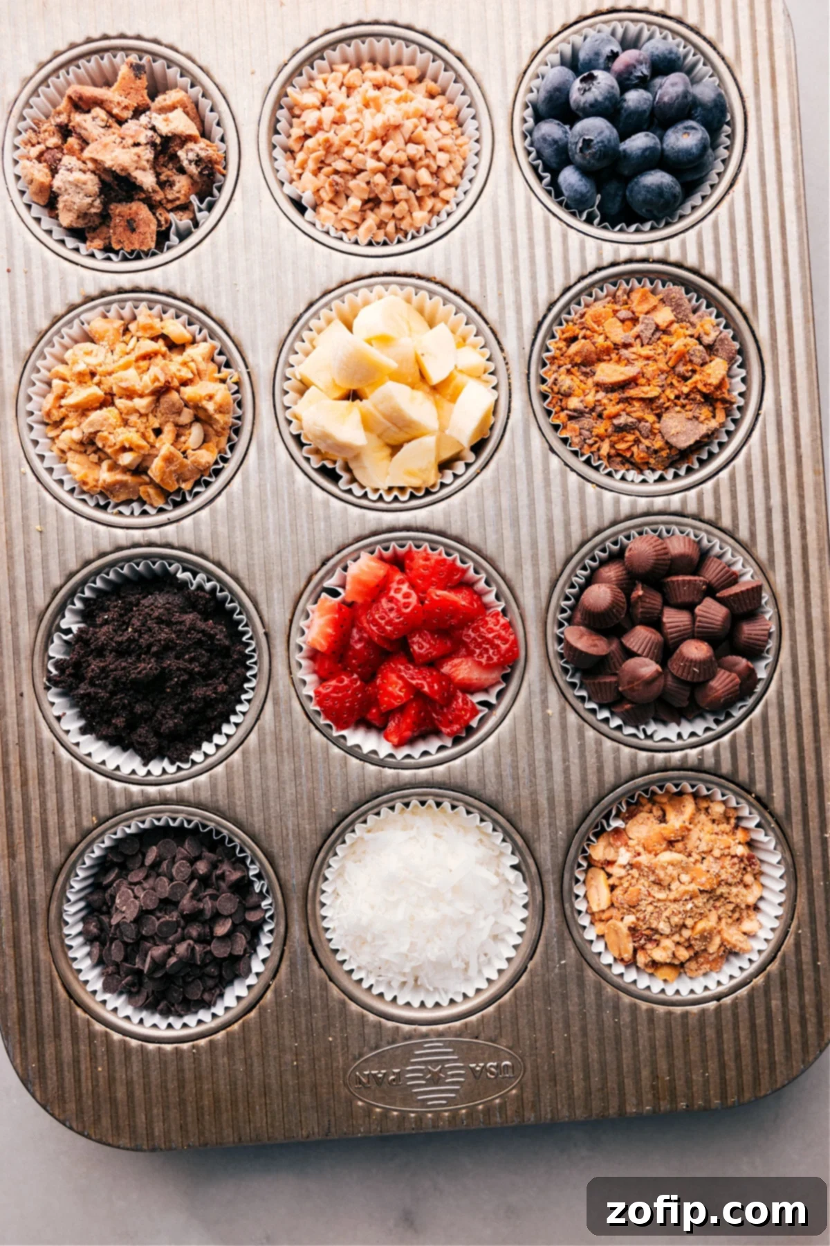 Toppings for Dessert Pie Bar A lavish spread of diverse toppings meticulously arranged for a fully customizable Dessert Pie Bar, showcasing everything from vibrant fresh fruits like strawberries and blueberries to crunchy nuts, rich chocolate chips, and various cookie crumbs, inviting guests to craft their perfect mini pie.