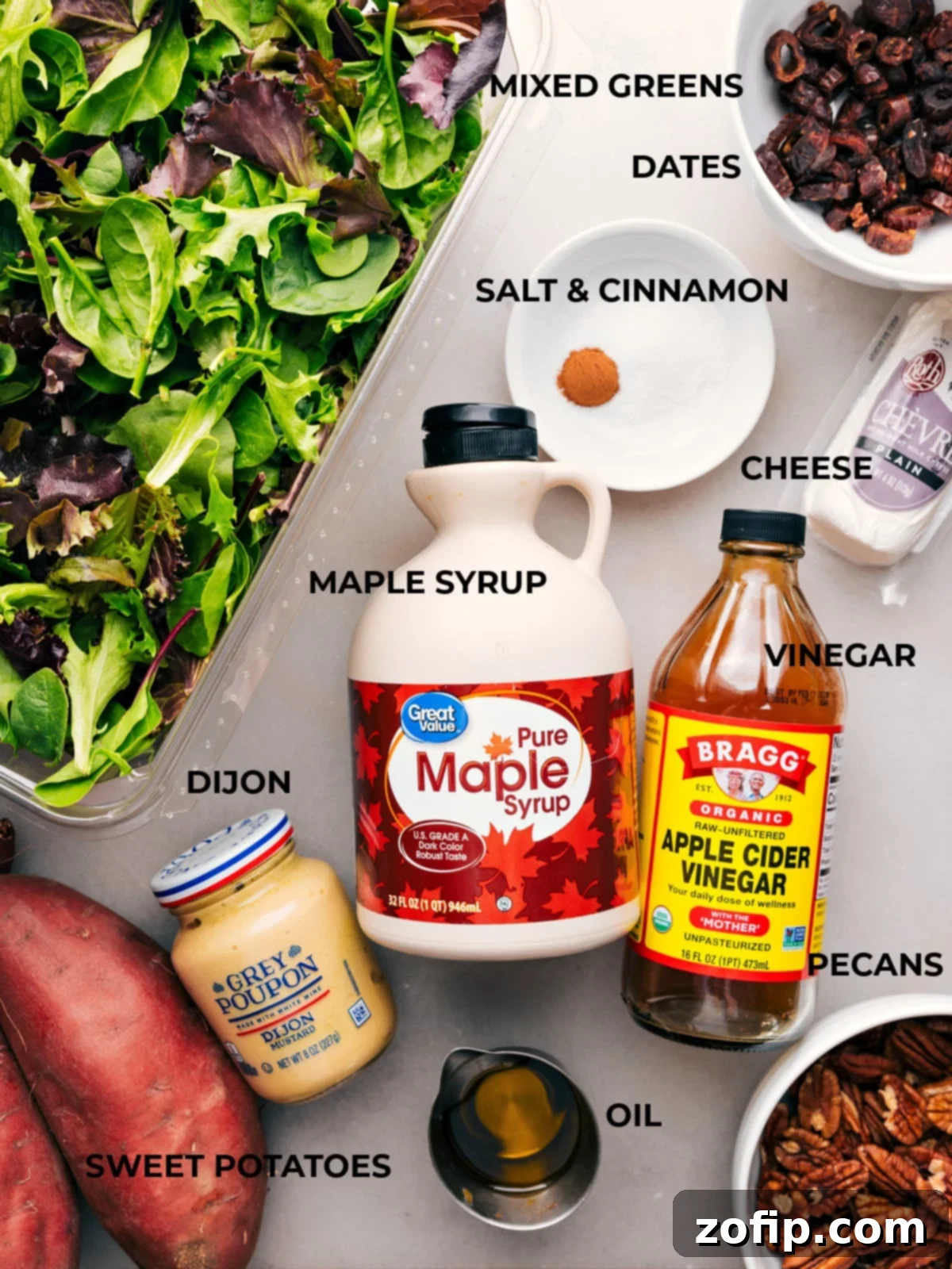 The ingredients required for Sweet Potato Salad.