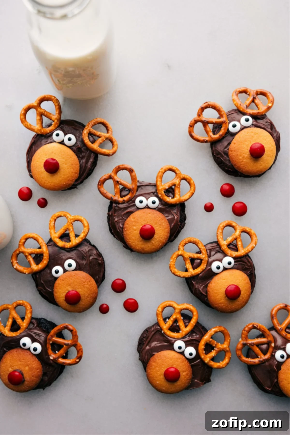 Festive Reindeer Cookies - A Delightful Holiday Dessert for Kids and Adults Adorable and delicious chocolate cookies beautifully decorated to resemble festive reindeer, making them a perfect dessert for any holiday celebration.