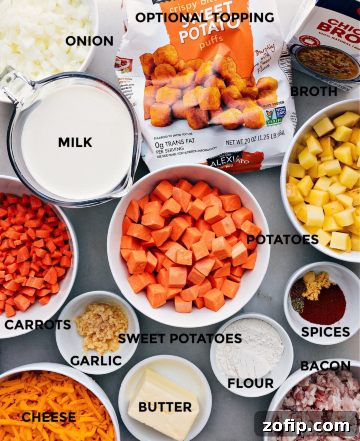Creamy Potato Cheese Soup Recipe 3 Close-up shot of the rich, creamy texture of Cheesy Potato Soup in a rustic bowl, highlighting the melted cheese and potato chunks.