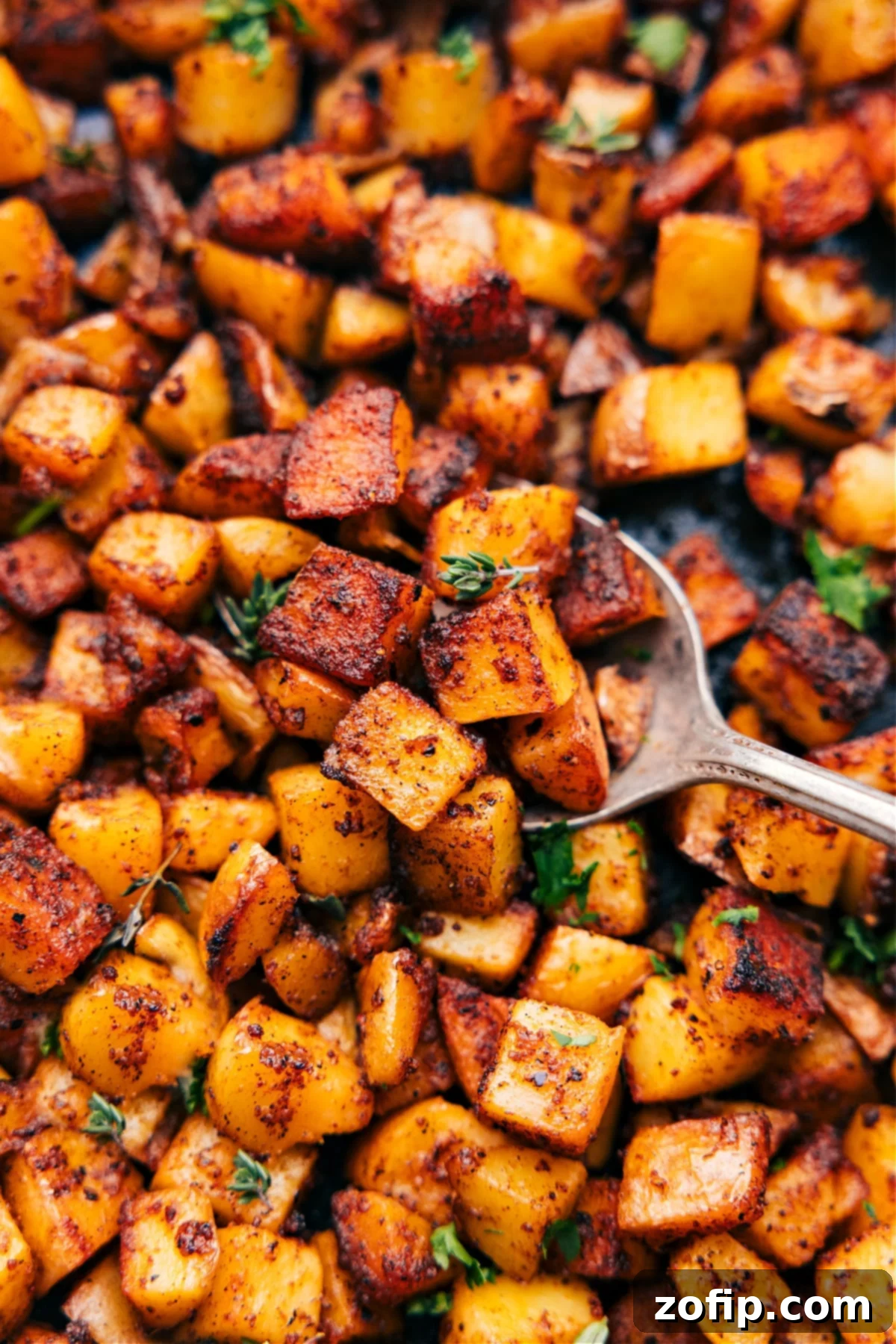Freshly made Skillet Breakfast Potatoes, perfectly golden and crispy, ready to be served and enjoyed for breakfast or brunch.