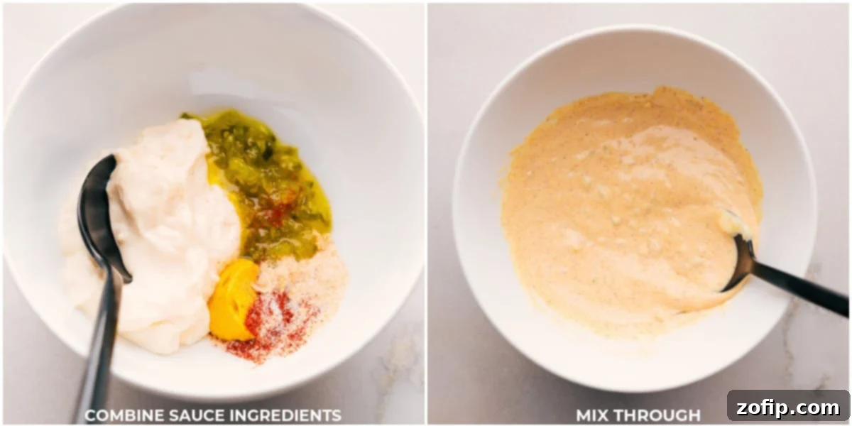 The savory sauce for Cheeseburger Sliders being prepared by stirring its ingredients together in a bowl.