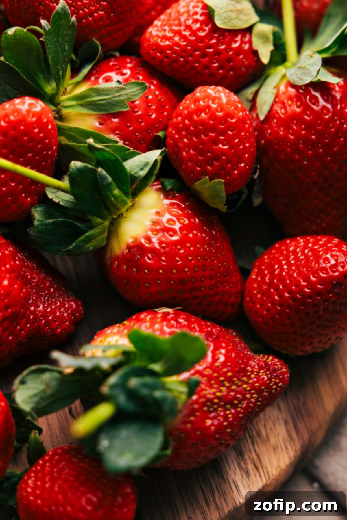 Perfectly Prepared Strawberries for Dipping. A vibrant display of freshly washed and dried strawberries, with their green stems intact, perfectly prepared and ready for dipping into delicious chocolate.