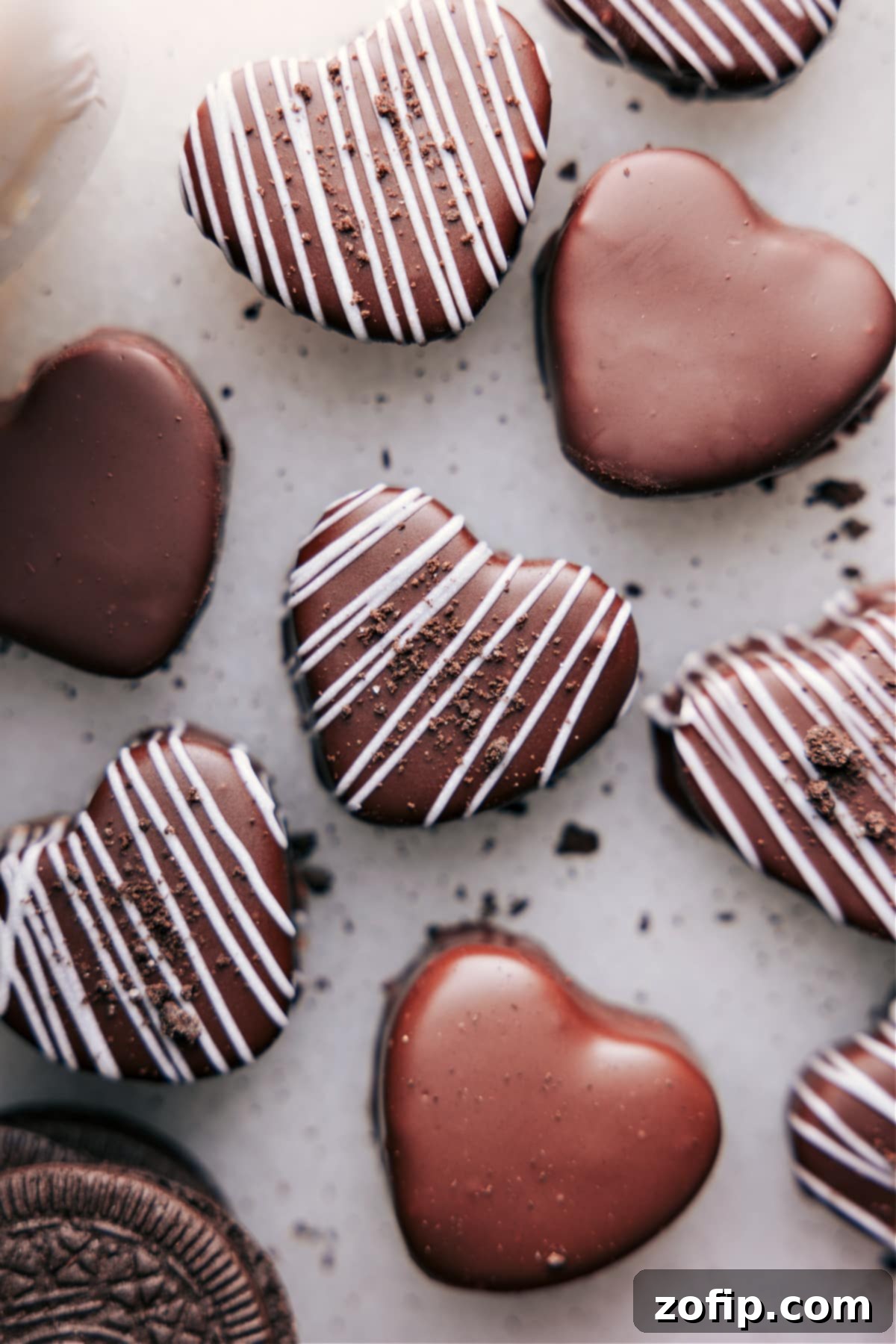 Beautifully crafted Heart Oreo Truffles, perfectly coated in chocolate and ready to be enjoyed.