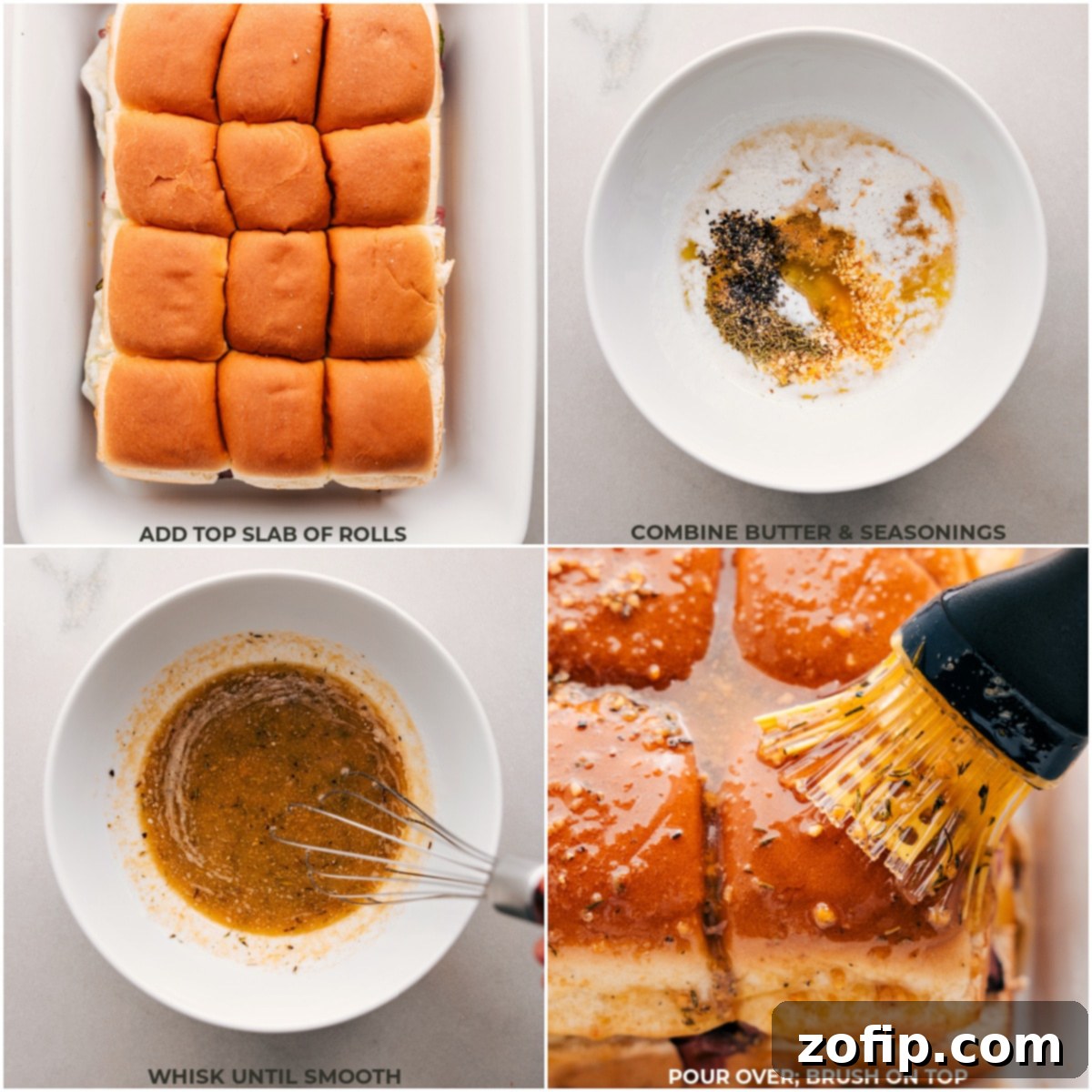 Photo showing the final steps of the Philly Cheesesteak Sliders recipe, golden and ready.