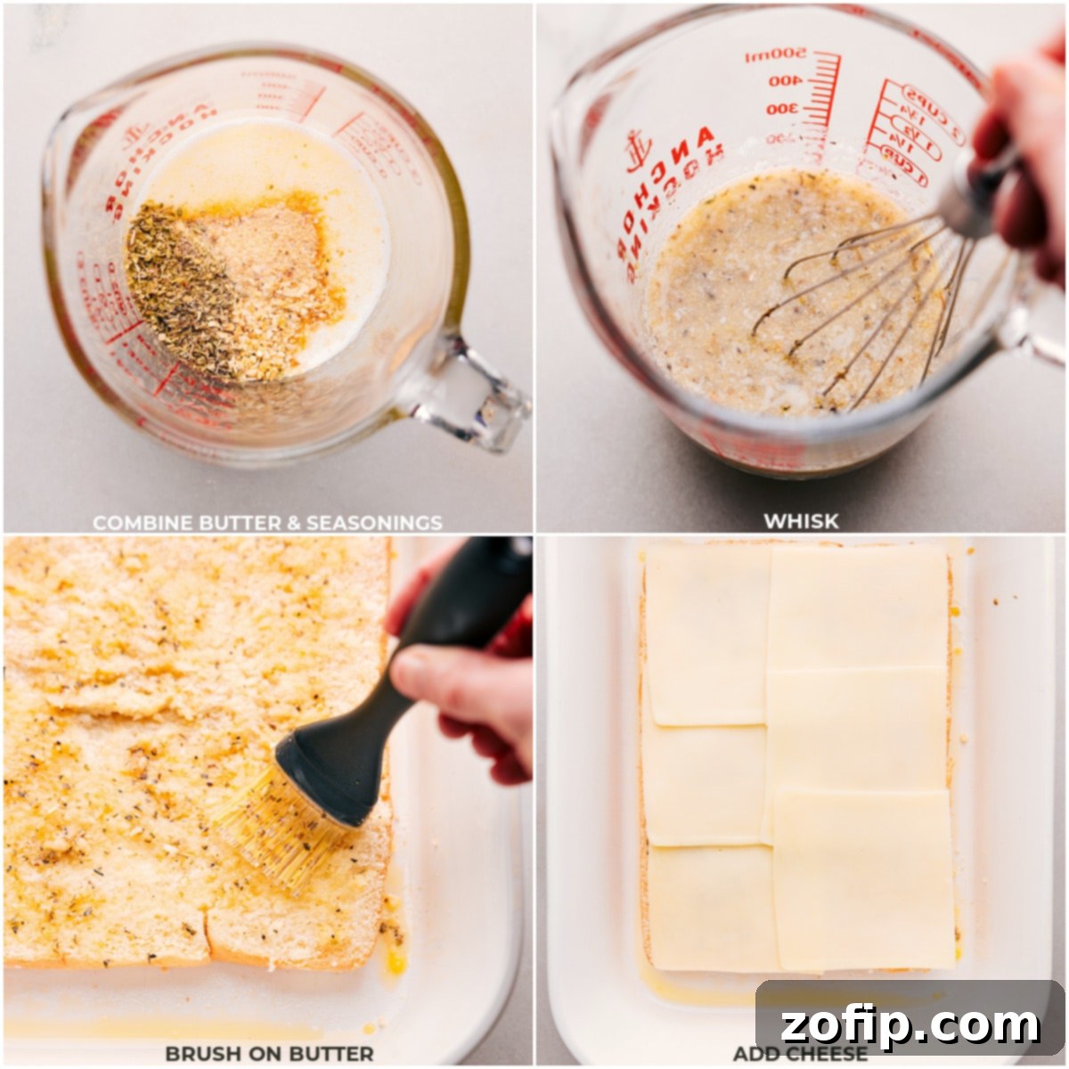 Delicious Pizza Sliders Butter Mixture Melted butter and a blend of aromatic seasonings being combined in a bowl, ready to be brushed onto the slider buns.