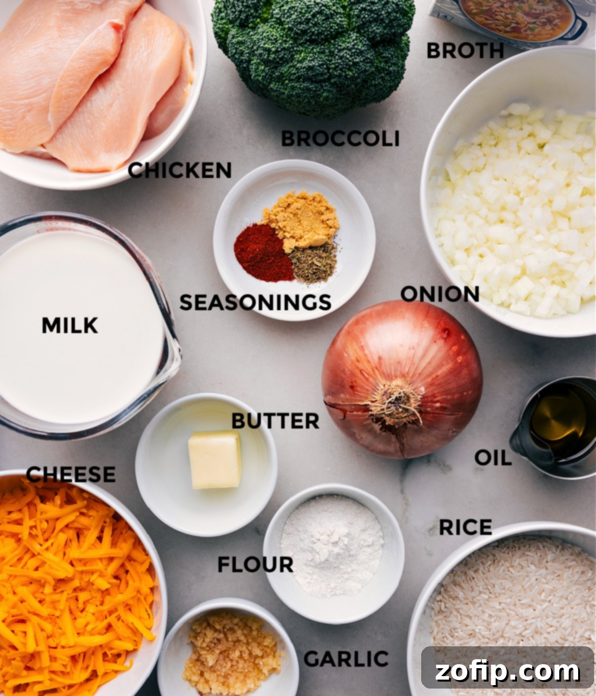 All in the ingredients in this recipe prepped out for easy assembly.