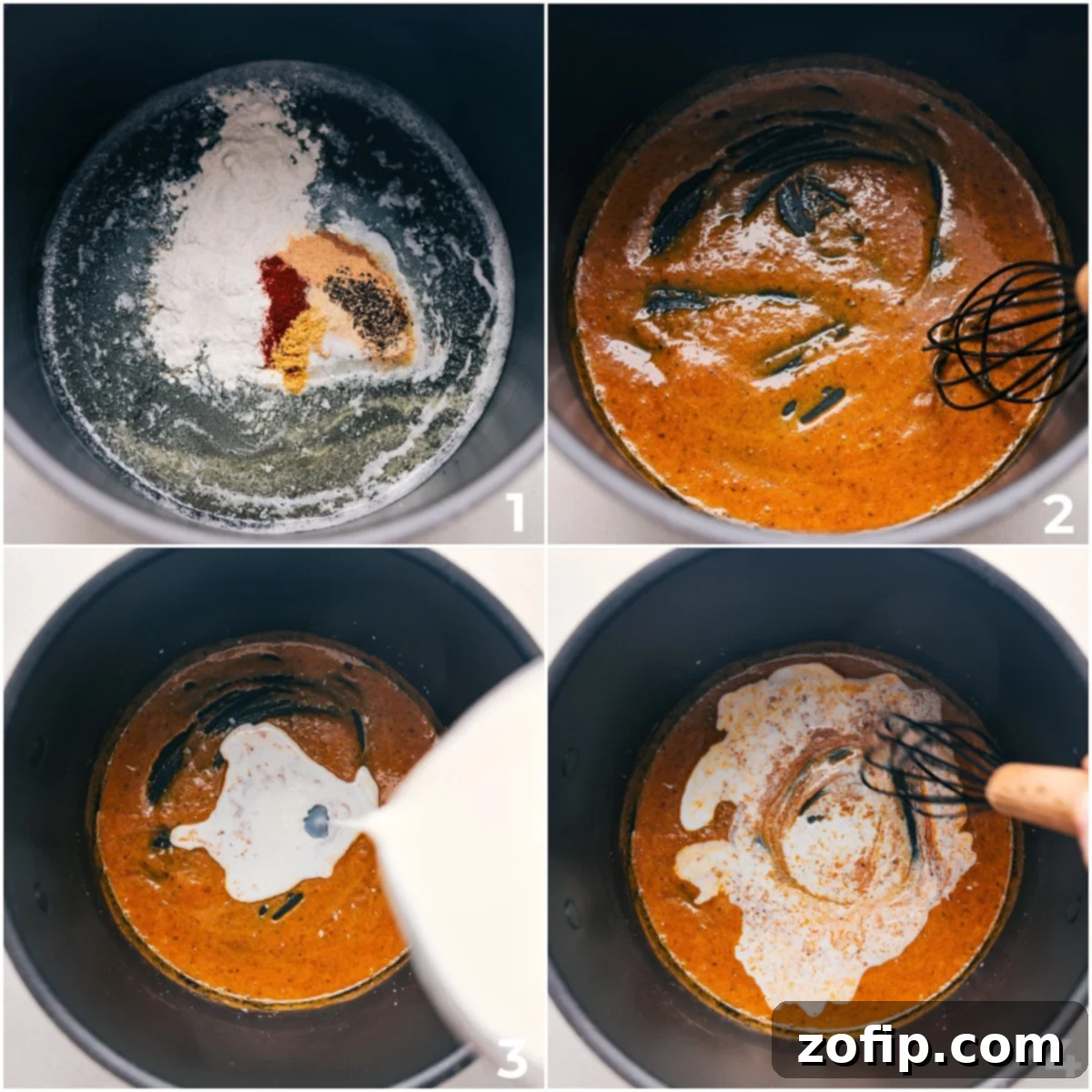 Whisking together the cream sauce base in a large pot for the one-pot mac and cheese, creating a smooth and lump-free foundation.