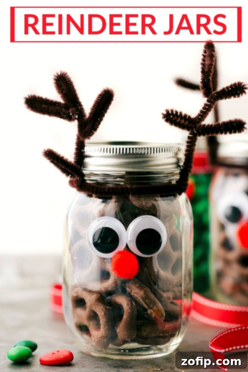 Reindeer jars that go along with these Christmas Mason jar gift ideas
