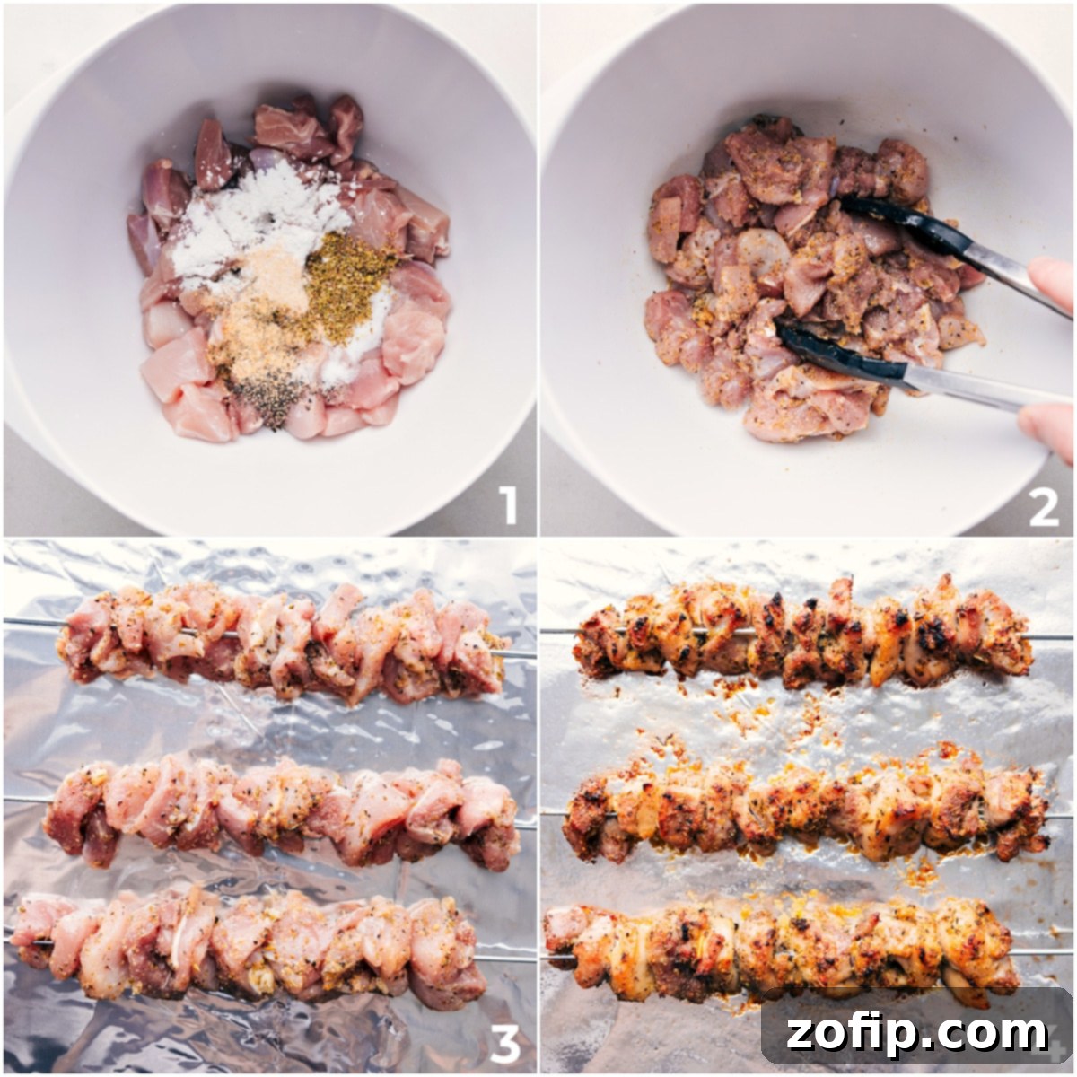 How To Make Greek Chicken Bowls All the seasonings being tossed with the chicken and it all being baked.