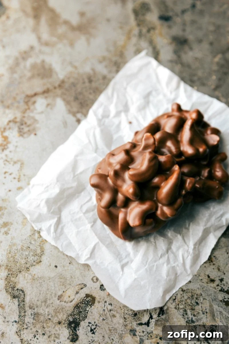 Image of the crunchy and sweet cashew toffee clusters, a delightful and easy Christmas treat.