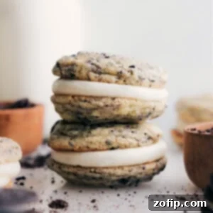 Chocolate Cookie Cream Sandwiches 2 Oreo Whoopie Pies stacked on top of each other, ready to be enjoyed.