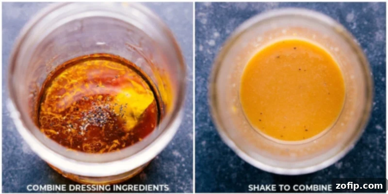 Easy homemade lemon dressing for a healthy farro salad. Process shots: making the simple and flavorful lemon honey vinaigrette dressing.