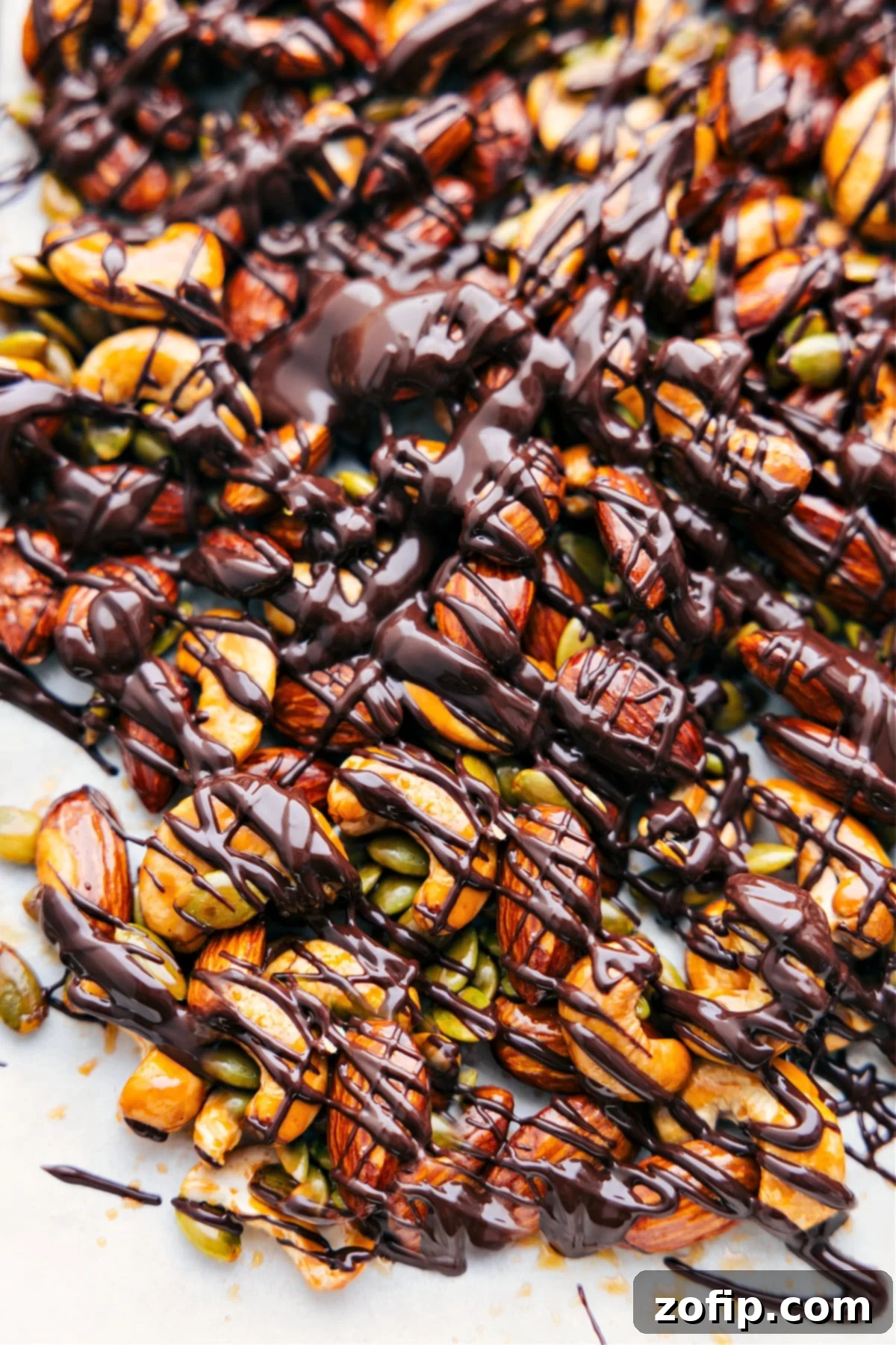 Healthy Nut Bark on a tray ready to be enjoyed.