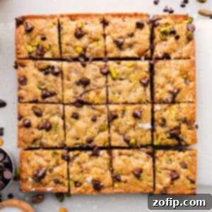 Delicious blondie recipe, freshly baked and ready to be served.