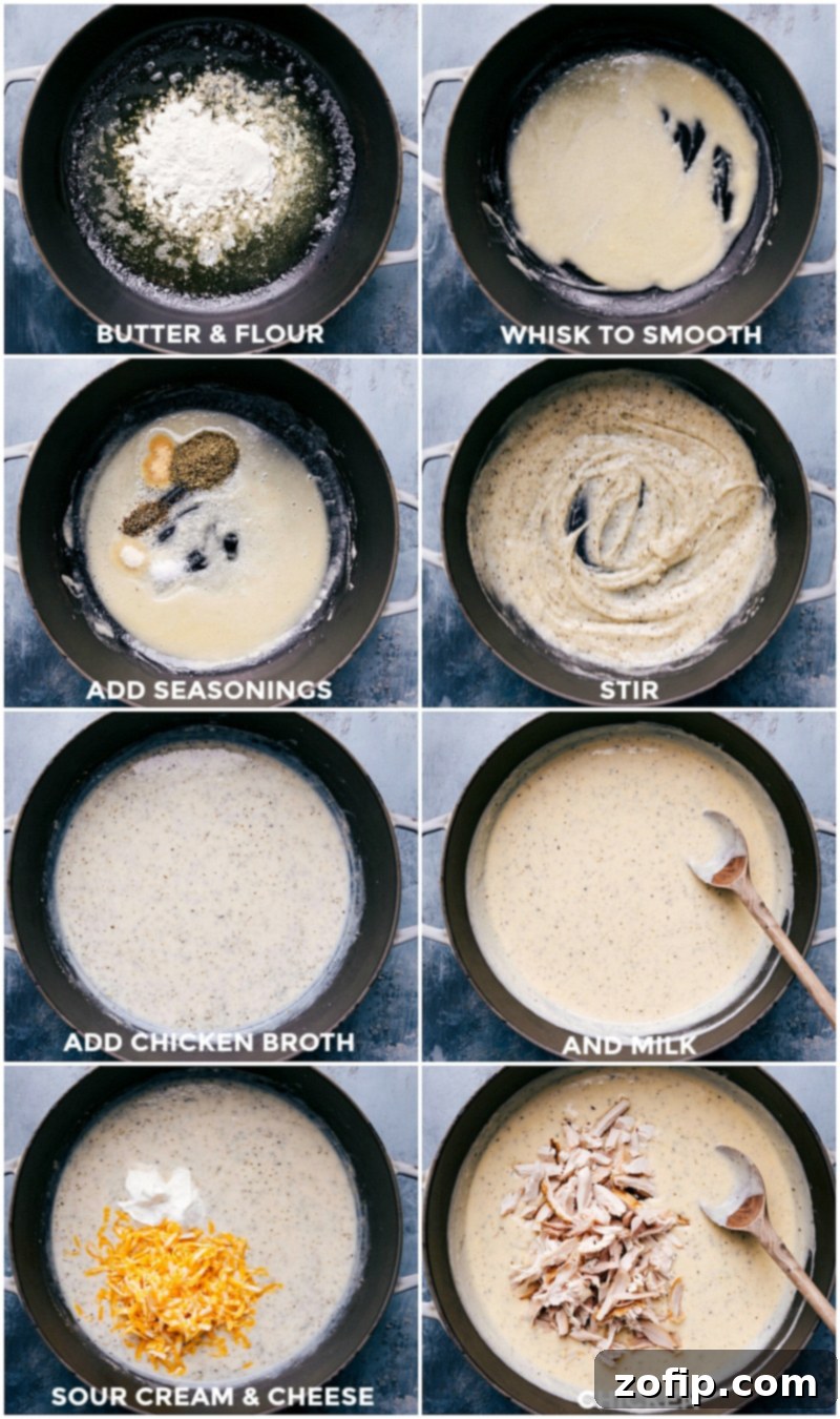 A close-up view of a large pan, demonstrating the process of crafting a perfect roux, the base for the creamy and savory Hawaiian Haystacks sauce.