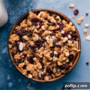Effortless Granola Goodness 2 A bowl of delicious No-Bake Granola with mixed ingredients.