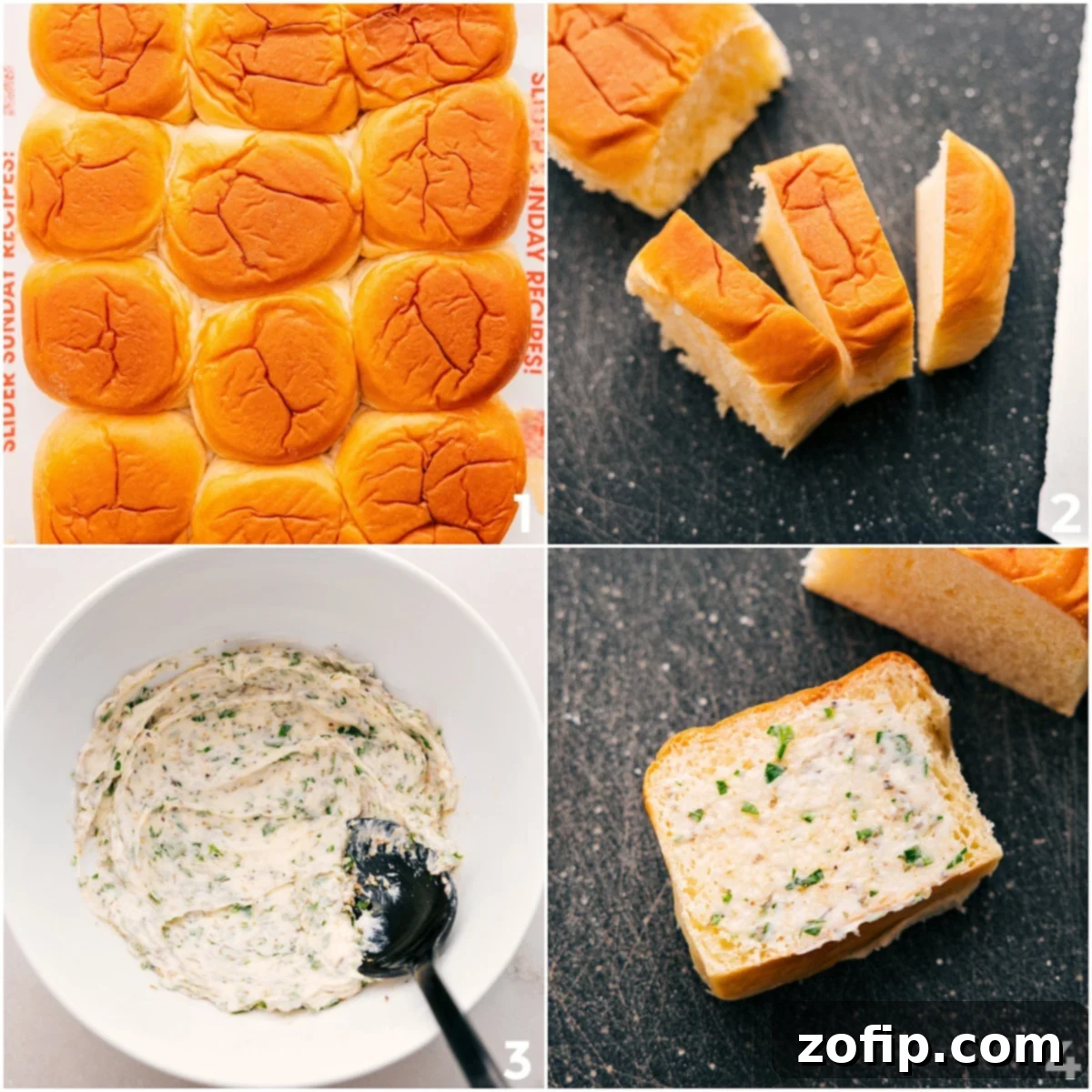 Slice the rolls into three parts and butter each side for these mini grilled cheeses.