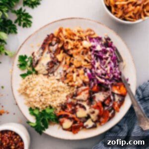 Sweet & Spicy Chicken Bowl 2 A delicious Hot Honey Chicken Bowl, ready to be served.