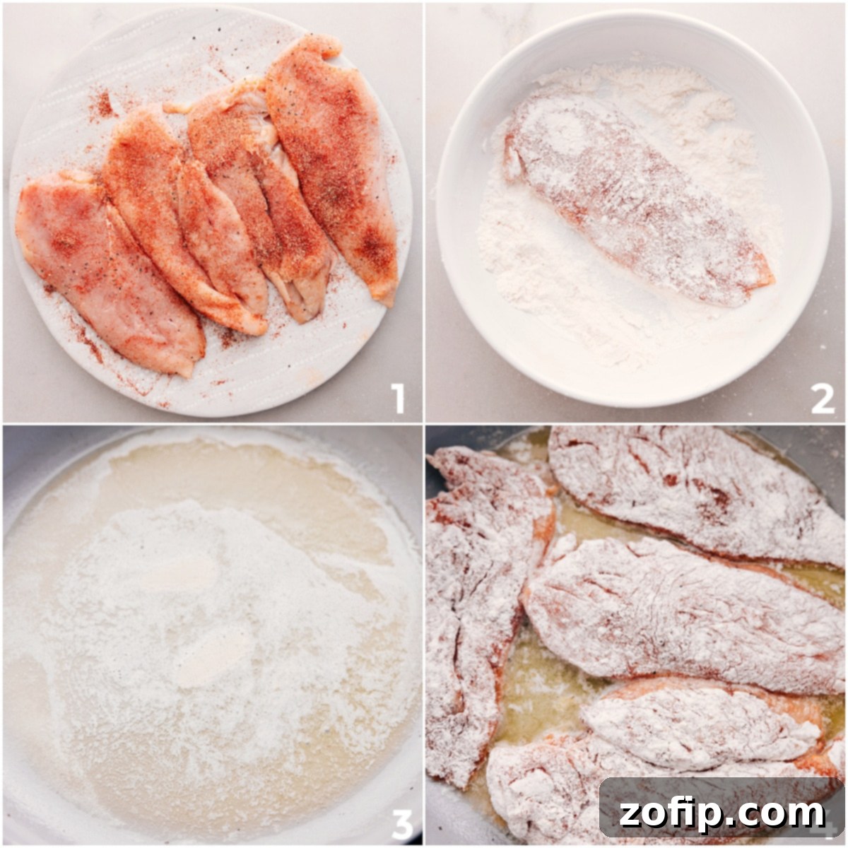 Season the chicken, dip it in flour, and cook it in a skillet for this honey garlic chicken.