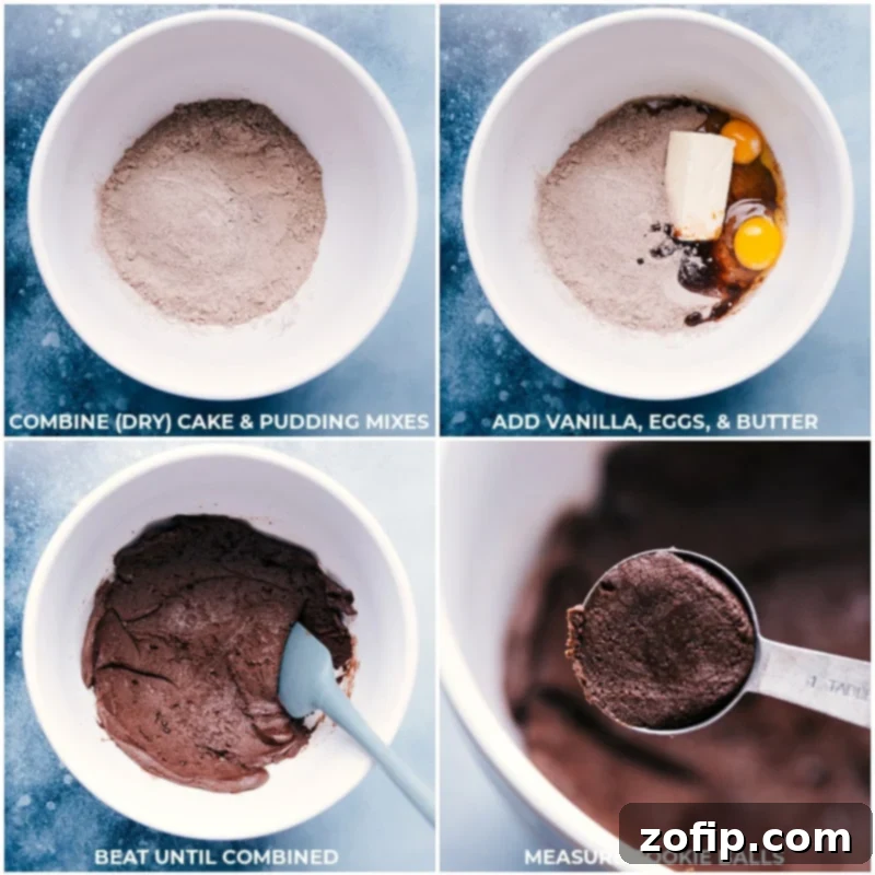 Mixing the cookie dough for the chocolate base of homemade Oreos.