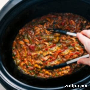 Finished Crockpot Chicken Fajitas, ready to be served