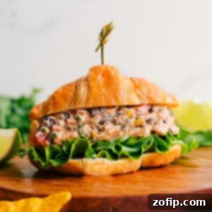 A serving of Southwest Chicken Salad, ready to be enjoyed.