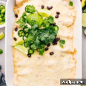 Creamy White Chicken Enchiladas 3 White Chicken Enchiladas in a baking dish