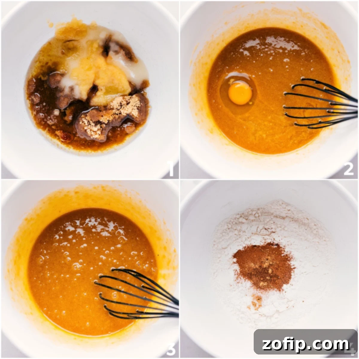 How To Make Carrot Cake Recipe A two-bowl method for carrot cake preparation, showing dry ingredients being whisked in one bowl and wet ingredients in another.