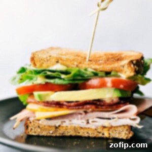 Honey Bacon Club Sandwich ingredients and final product