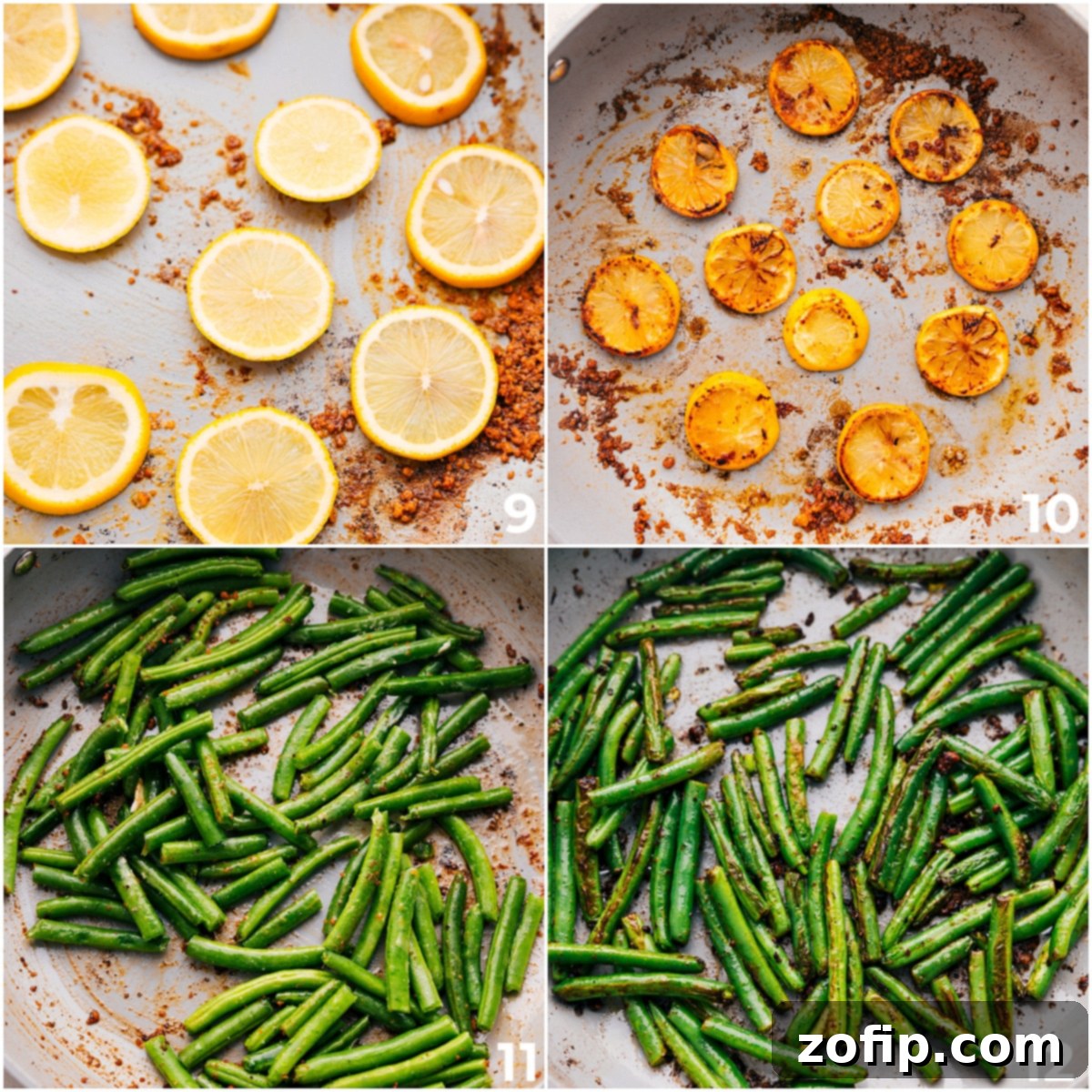 Cook the lemons to enhance their flavor, then sauté the green beans for this Lemon Parmesan Chicken dish.
