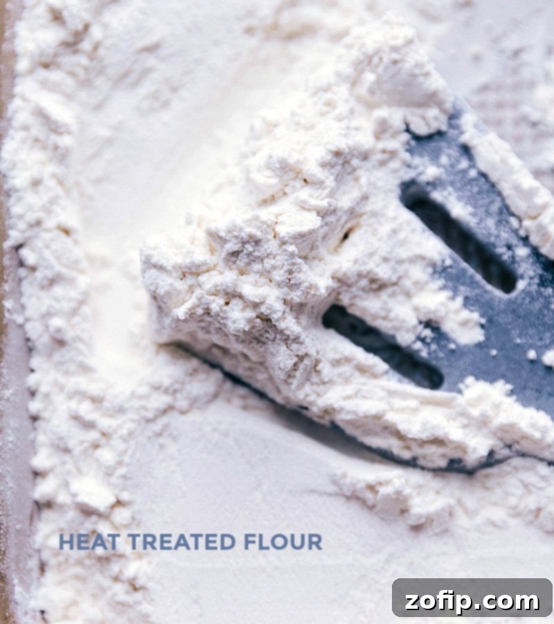 Quick Fudgy Brownie Truffles 3 Detailed image showcasing the process of heat treating flour for safe no-bake desserts.