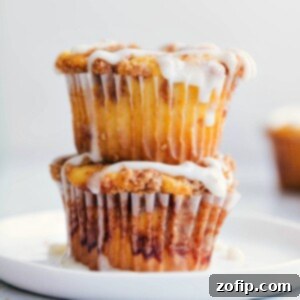 Finished Cinnamon Roll Cupcakes with glaze