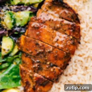 Grilled balsamic chicken, freshly cooked.