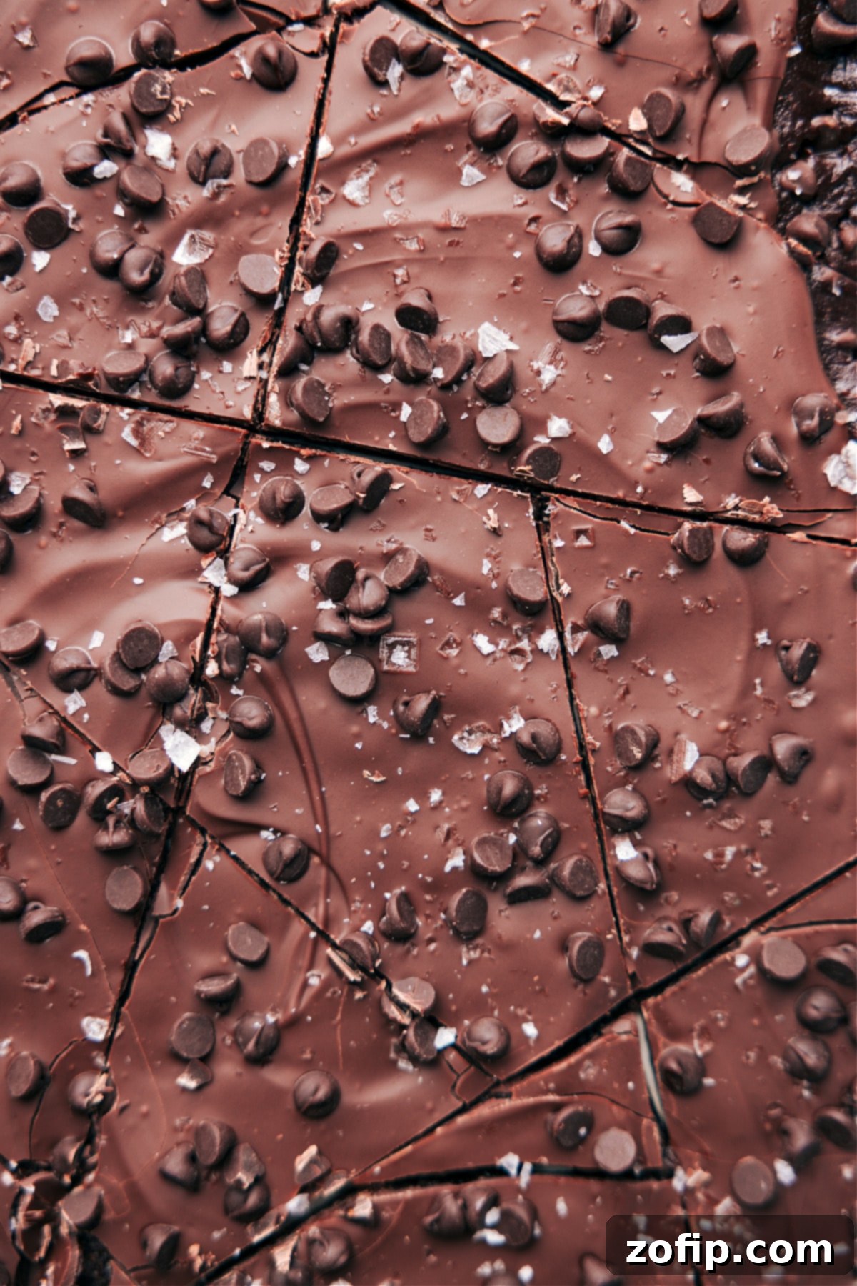 The ultimate healthy, no-bake dessert: Healthy Brownie Batter Bark cut into perfect squares for easy enjoyment.