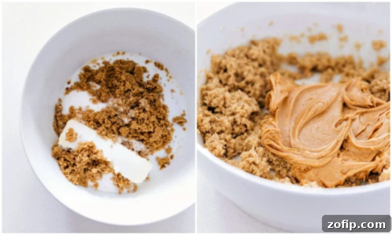 Process shot: Creaming butter and sugars in a stand mixer bowl